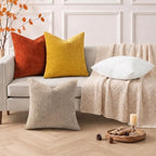 decorUhome Soft Chenille Mineral Yellow Throw Pillow Covers 22X22 Set of 2 - Image 2