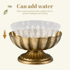 7'' Wide 3.94'' High Vintage Gold Compote Pedestal Vases for Centerpieces - Image 4