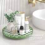 AMH 13-Inch Green and White Checkerboard Lazy Susan with Rubberwood Base - Image 5