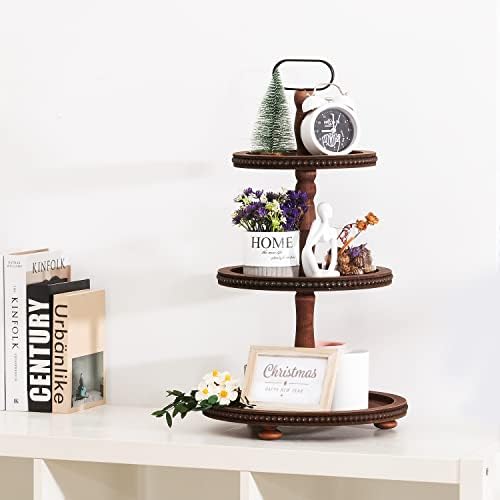 Urban Deco Wooden Tiered Tray 3-Tier Decorative Tray Stand Serving Tray - Image 3