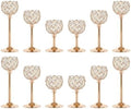 Crystal Candle Holders 4 Set of 12 - Gold Vintage Hollow Ball Candle Stand for Table Centerpiece, Crystal Metal Tealight Candlestick for Wedding, Dining Room Decor by Unknown