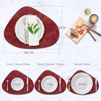 ADRIMER Placemats, Heat Resistant Round Placemats Set of 6 Washable 13 x 17 Inch, Waterproof Table Mats Wipeable for Kitchen, Dining Room Table Christmas Decor, Wine Red - Image 4