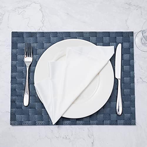 Restaurantware Rectangle Navy Blue Woven Placemat, 16 x 12 in, 6 Pack - Image 4