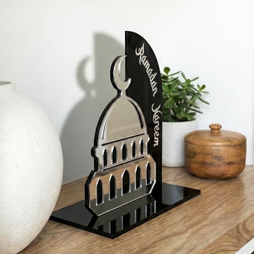 iwa concept Ramadan Kareem Table Decor, Islamic Mosque Statue with Acrylic Design, Freestanding Modern Islamic Home Decoration for Ramadan and Eid - Image 2
