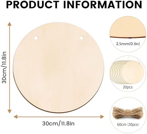 20 Pack Wood Circles for Crafts 12 inch Blank Round Door Signs - Image 7