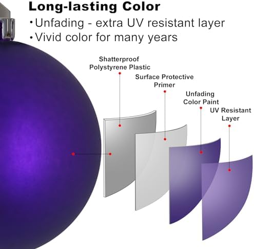 Purple & Silver 3.2" Large Christmas Balls - Christmas Tree Decoration Ornaments Shatterproof Hanging Balls for Birthday Halloween Holiday Wedding Decorations Set of 18pcs - Image 4