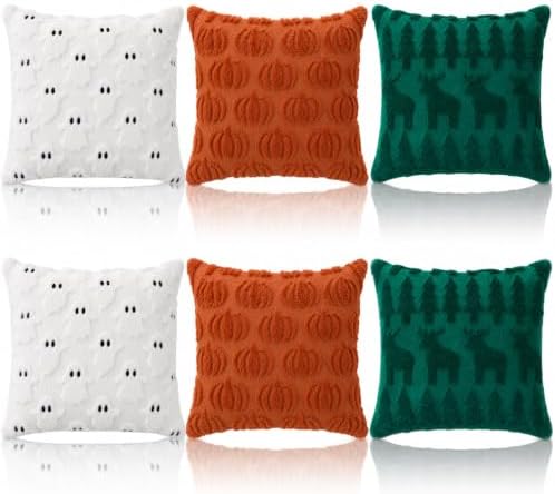 Irenare 6 Pcs Fall Throw Pillow Covers 18x18 Inch, Halloween Thanksgiving by Irenare