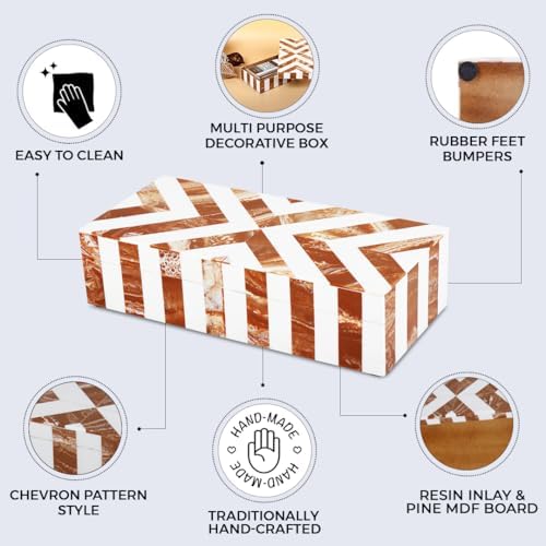 Handicrafts Home Decorative Storage Box 10x4.5 – Remote Control Holder, Jewelry Organizer, Modern Decorative Box with Lid, Boho Chic Home Décor Accent, Vintage Memory Box for Living Room Shelf Décor - Image 3