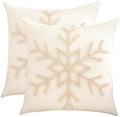 Christmas Throw Pillow Covers 18x18 Set of 2 Beige Xmas Snowflake by Tosleo