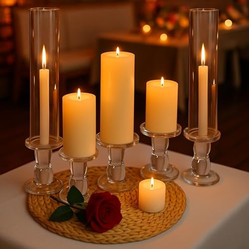 Teenyyou 36 Set Glass Hurricane Pillar Candle Holders Candlestick 12.6" - Image 5