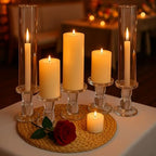 Teenyyou 24 Set Glass Hurricane Pillar Candle Holders Candlestick 12.6" - Image 3