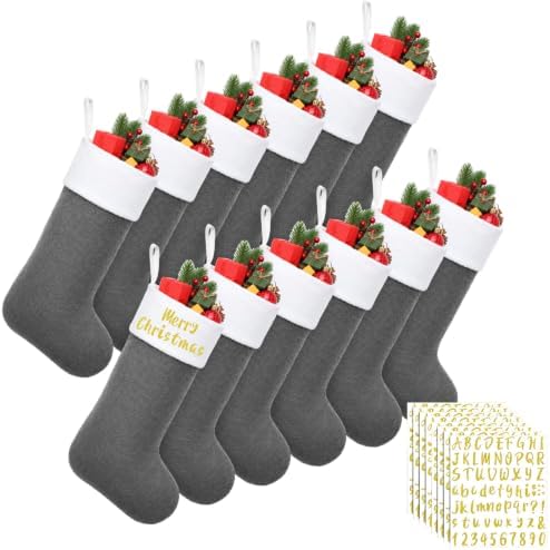 Tatuo 12 Pack Christmas Burlap Stockings Hanging,Grey White by Tatuo