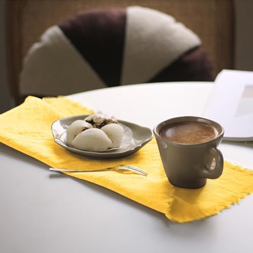 Handmade Cloth Napkins 100% Cotton Napkins with Fringe，Delicate Handmade Cloth Napkins for Dinners, Parties, Weddings and More，(18 x 18 Inch Set of 12) - Yellow - Image 4