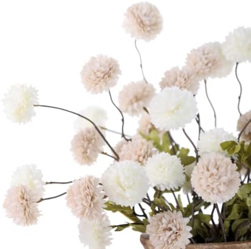 DuHouse 9pcs Artificial Flowers Faux Silk Pompon Mum - Image 2
