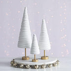 Light Ivory Velvet Trees Pedestal Set of 3, Classic Mantel Home Decor, Winter White Holiday Table, Valentine Tree, Office Bookcase, Cozy Bookshelf (Light Ivory) - Image 4