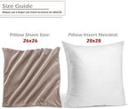 Nestl Throw Euro Pillow Covers, Cozy Velvet Decorative Pillow Covers 26x26 Inches, Soft Solid Couch Pillow Case for Sofa, Bed and Car, Set of 4 - Taupe Sand - Image 2