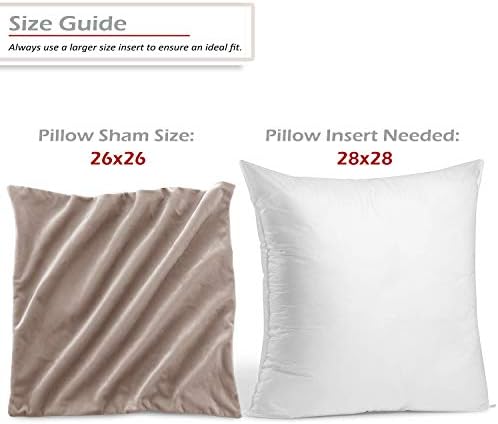 Nestl Throw Euro Pillow Covers, Cozy Velvet Decorative Pillow Covers 26x26 Inches, Soft Solid Couch Pillow Case for Sofa, Bed and Car, Set of 4 - Taupe Sand - Image 2
