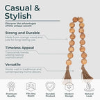 Wood Decorative Objects Bead Garland – Decorative Object Accent for Styling – Coffee Table or Shelf Display – Rustic Bead Tassels for Relaxed Accessories, Home Decor – 32", Brown - Image 5