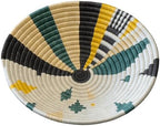 Handwoven African Basket Bowl for Fruits Home Decor (yellow abstract, 8in diameter) - Image 3
