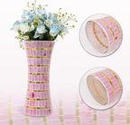 Pink Mosaic Glass Vase,11.8 Inch Mosaic Pink Vase for Living Room Bedroom Bouquets Wedding, Handmade Flower Vase for Home Decor - Image 2