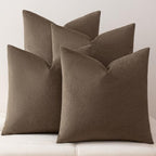 a moment Waterproof Throw Pillow Covers Set of 4,18x18 Inch Outdoor Stain Resistant Pet Friendly Pillowcases Cushion Covers for Patio Sofa and Living Room,Mushroom Brown by amoment