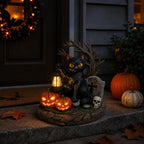 Solar Halloween Black Cat Figurine Light, Lighted Resin Cat Statue with Lantern and Pumpkin, Outdoor Garden Decor for Porch, Yard and Patio, Seasonal Landscape Decoration - Image 5