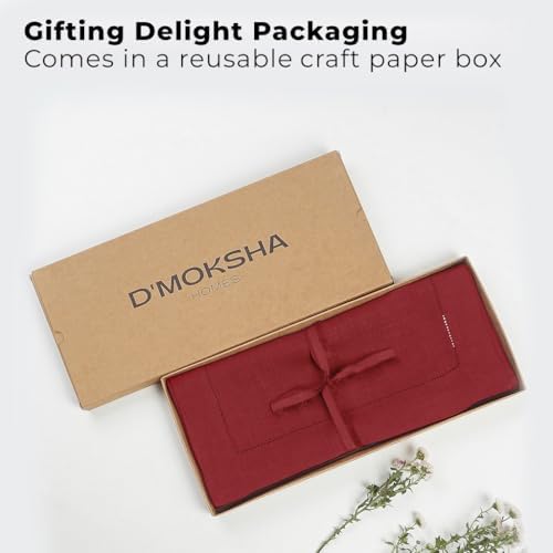 Signature Linen™ by D'Moksha, Red Table Runner 144 Inches Long, 100% Pure Linen, Hemstitch, Extra Long Table Runner, 14 x 144 Inch for Dining- Fall, Weddings, Outdoor Hosting - Image 4