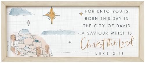 Simply Said, INC Farmhouse Frames Christmas Sign - Unto You Is Born Luke 2:11-10 x 24 Inches - Mantel Holiday Decor - Rustic Wood Sign, FF1250 by SimplySaidINC