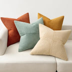 MIULEE Fall Teal-Orange Decorative Throw Pillow Covers 22x22 Inch Set of 4 Boho Corduroy Striped Cushion Cases Modern Farmhouse Patchwork Pillow Cases for Couch Sofa Bedroom Home Decor - Image 5