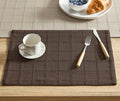 ZeeMart Linen Checked Farmhouse Placemats Set of 6, Chocolate 13x19in by ZEEMARTONLINE