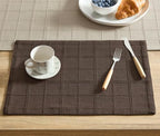 ZeeMart Linen Checked Farmhouse Placemats Set of 6, Chocolate 13x19in by ZEEMARTONLINE