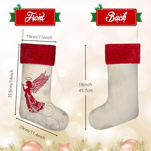 Roycraft Velvet Christmas Stockings 6 Pack Large 20 Inches Embroidery Pattern for Family Decorations Hanging Ornament for Xmas Party Decor-18 inches - Image 4