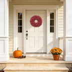 20" Burgundy Fall Wreath for Front Door, Artificial Mums Autumn Wreath - Image 7