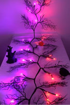 9Ft Lighted Halloween Garland Decorations Indoor, 66 LED Orange & Purple Lights Willow Vine Twig Black Halloween Garland with 8 Mode & Timer, Battery Operated Halloween Decor for Mantel Fireplace Home - Image 6