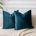 JUSPURBET 28x28 Euro Velvet Throw Pillow Covers Set of 2,Peacock Blue by JUSPURBETHOME