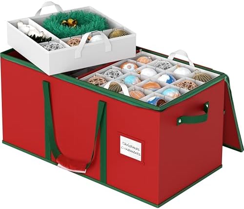 Simple Houseware 128 Christmas Ornament Storage Box with Adjustable Divider by SimpleHouseware