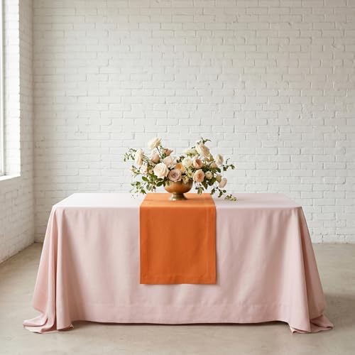 Solino Home 100% Pure Linen Table Runner Orange, Fete 14 x 120 in - Image 2