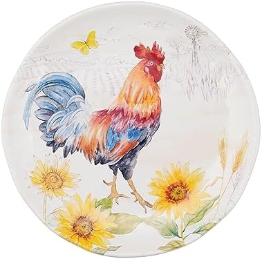 UP Sunshine Rooster Melamine Round Dessert Plates, Small Serving Plates, for Appetizer, Snacks, and Side Dishes, Multicolor, 6 Inch, Set of 4 - Image 4