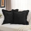 FUTEI Pack of 2 Chenille Throw Pillow Covers 18x18 Inch, Black by FUTEI
