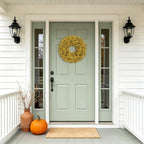 20" Yellow Fall Wreath for Front Door, Artificial Mums Autumn Wreath - Image 5