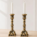Antique Gold Candle Holders Set of 2, Iron Taper Stands by Yielycan