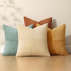 MIULEE Fall Boho Farmhouse Decorative Throw Pillow Covers 18x18 Inch 4 Packs Soft Vintage Pillow Cases Modern Corduroy Patchwork Cushion Covers for Couch Sofa Bed Home Decor, Teal-Rust - Image 5