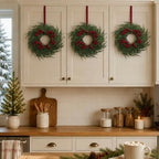 4 Pcs Mini Christmas Cedar with Berries Wreaths 12" Drop Wreath - Image 5