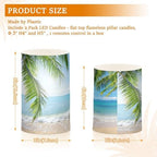 ALAZA Summer Beach with Green Coconut Trees Flickering Flameless Candles Battery Operated with Remote Timer,Tea Light Candles LED Pillar Votive Candles Set of 2 for Outdoor Indoor Decorations - Image 3