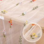 Boao 3 Pcs Wildflower Table Runner Embroidery Tulle Spring Summer Table Runner 120 Inch 10 ft Kitchen Dining Decoration for Wedding Baby Shower Bridal Shower Home Decor Birthday Party (Ivory) - Image 3