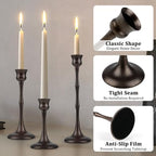 Vintage Metal Candlestick Holders, Set of 3 Bronze Candle Holders for Candlesticks Antique Taper Candle Stand Candle Sticks Holder for Housewarming Wedding Mantelpiece Table Centerpiece Decor - Image 6