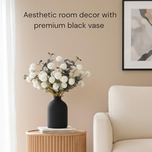 Large Black Vase for Flowers Decor Living Room - 8.6in Tall, Matte Black - Image 2