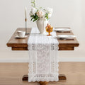 White Elegant Vintage Lace Table Runners,Wedding Lace Decor with Floral Embroidery,Tea Party Decor (White, 13.8X94.5 Inches) by OUZHUHUI