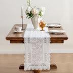 White Elegant Vintage Lace Table Runners,Wedding Lace Decor with Floral Embroidery,Tea Party Decor (White, 13.8X94.5 Inches) by OUZHUHUI