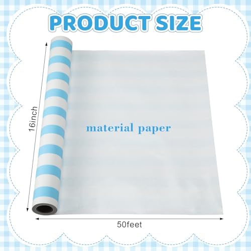 AmazingSpark Striped Table Runner Roll,Light Blue,50' Long X 16" Wide - Image 2